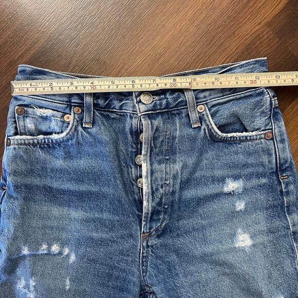 AGOLDE Revolve High Rise Crop Straight Jeans Button Fly Distressed Casual Sz 24 - Picture 6 of 8